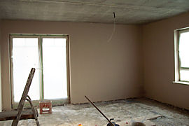 Frisch verputzte Wand